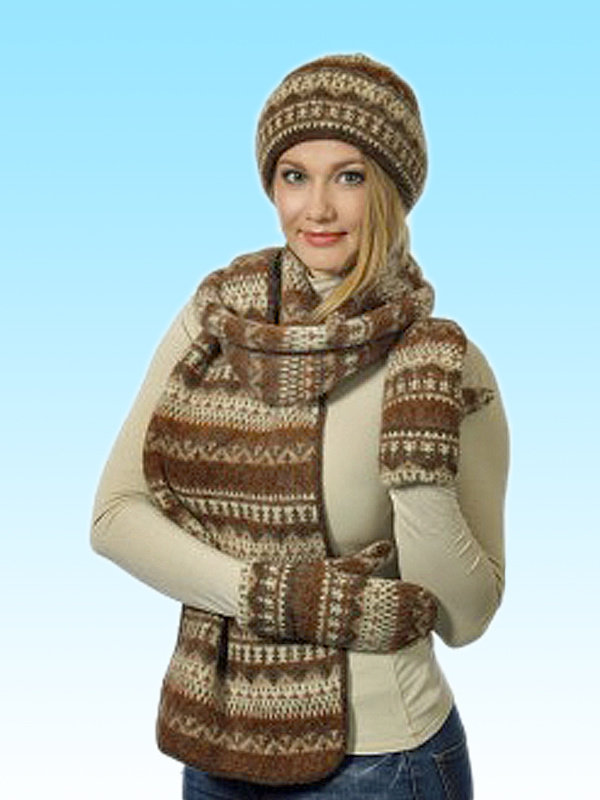 Комплект шапка, шарф и варежки Исландия (5029)