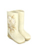 Валенки-самовалки "Снежный цветок" с пятками высокие белые на подошве