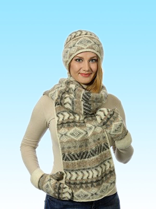 Комплект шапка, шарф и варежки Исландия (5027)